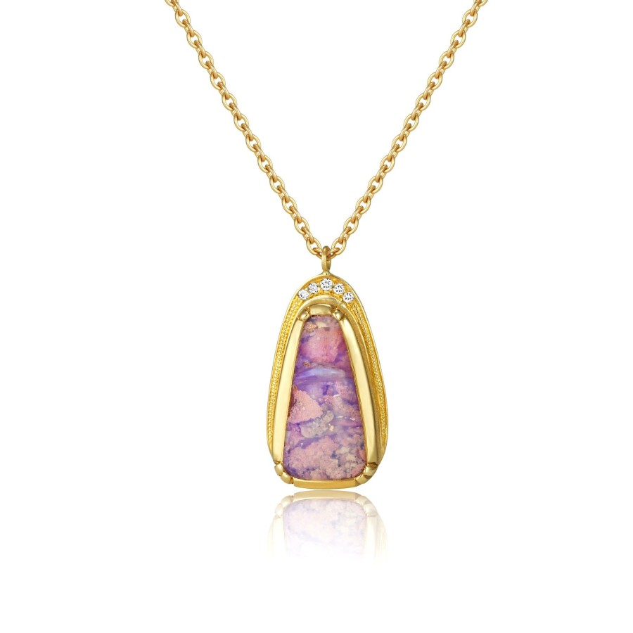 Jewellery BROOKE GREGSON | Pipe Opal Teardrop Halo Necklace ...